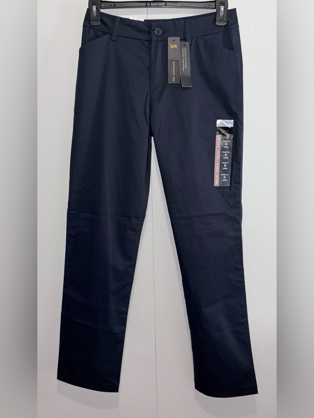 NWT Lee Women’s Tagged 8 Long Imperial Blue Wrinkle Free Straight Leg Work Pants